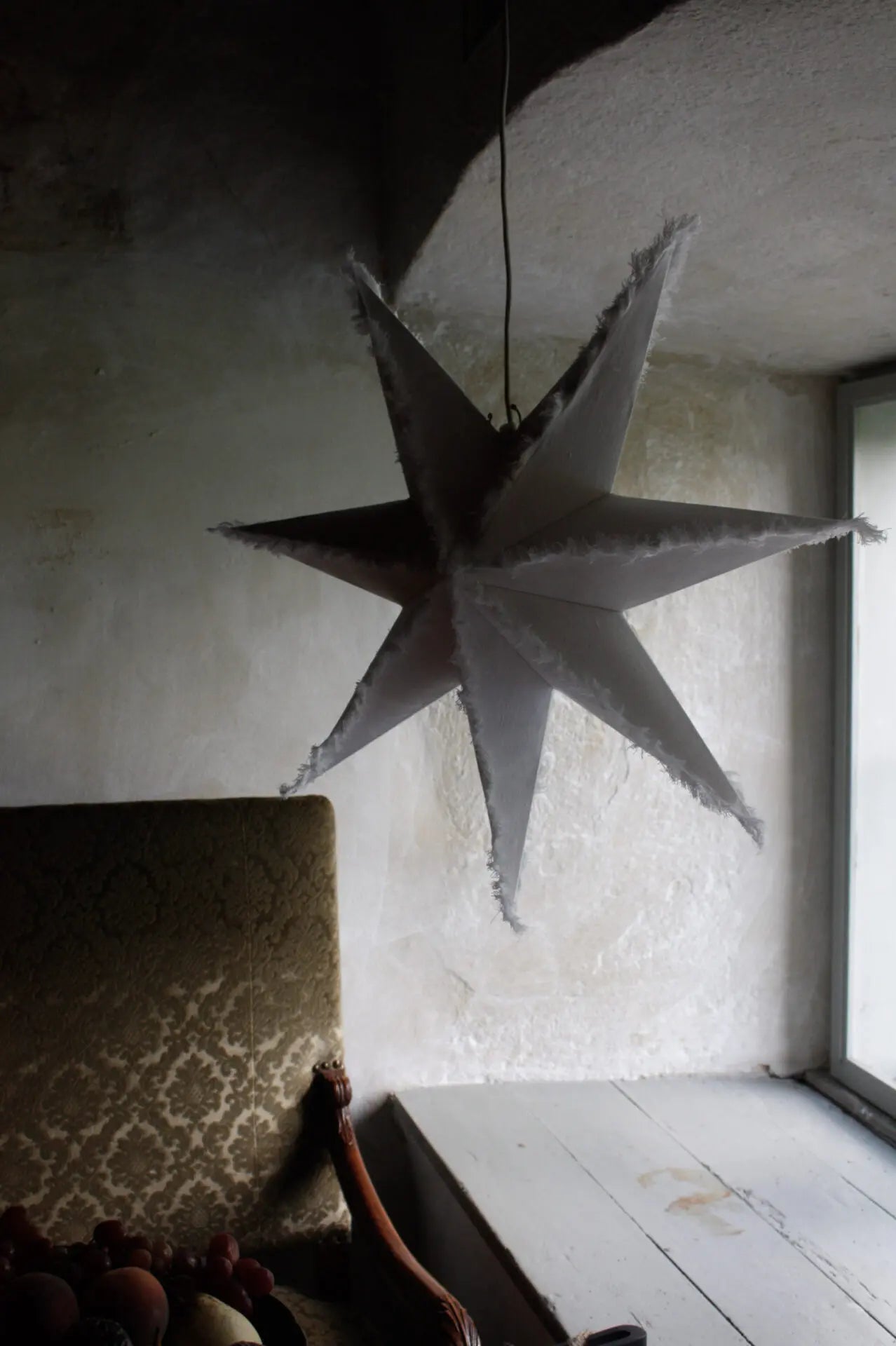 Estrella de Navidad Lino blanca