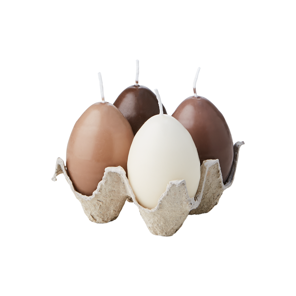 Velas huevo tonos naturales (pack de 4)