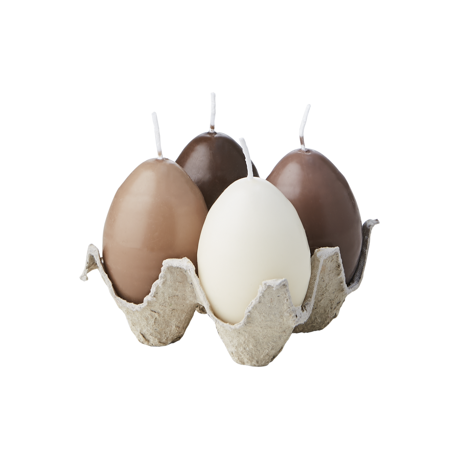 Velas huevo tonos naturales (pack de 4)