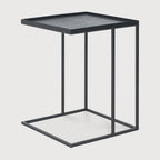 Mesa auxiliar, madera barnizada, negra cuadrada