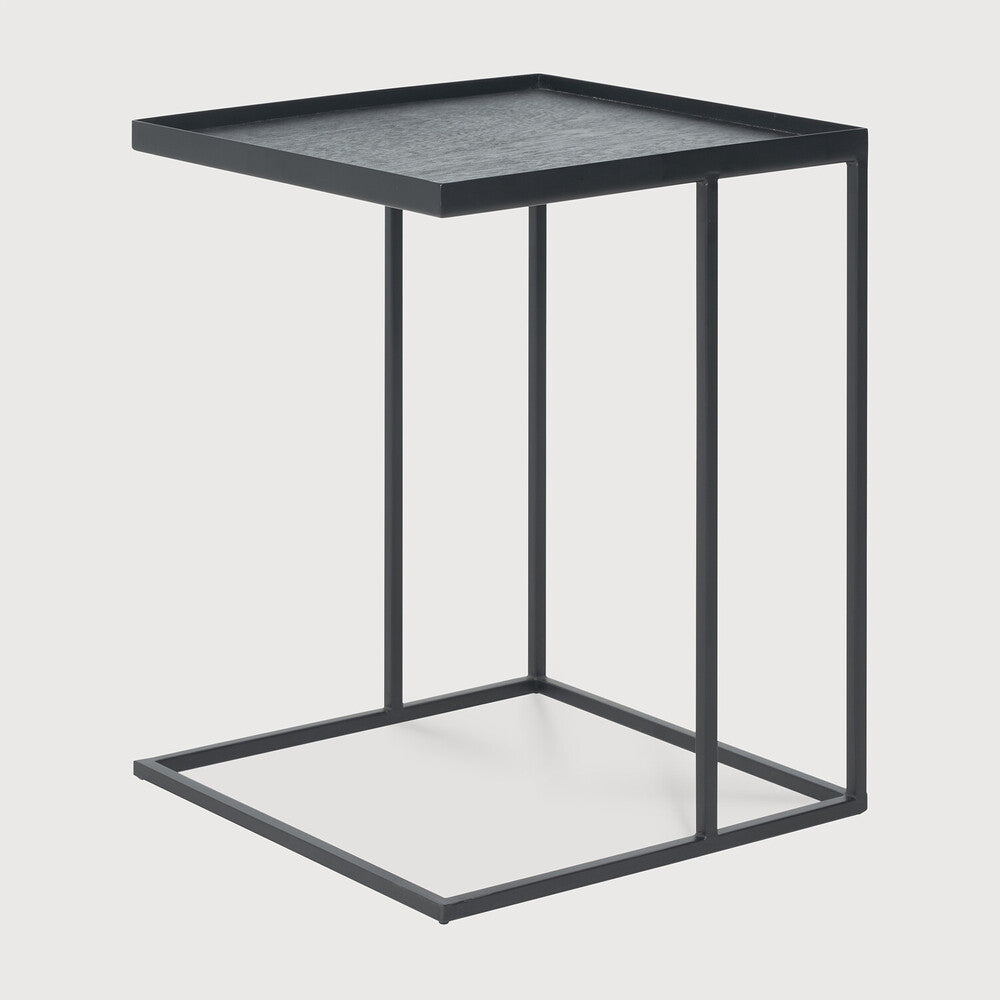 Mesa auxiliar, madera barnizada, negra cuadrada