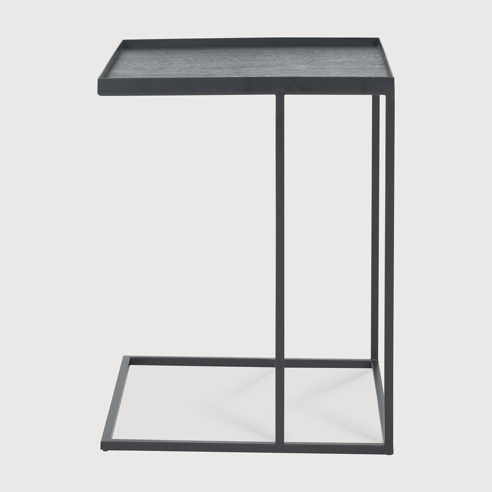 Mesa auxiliar, madera barnizada, negra cuadrada