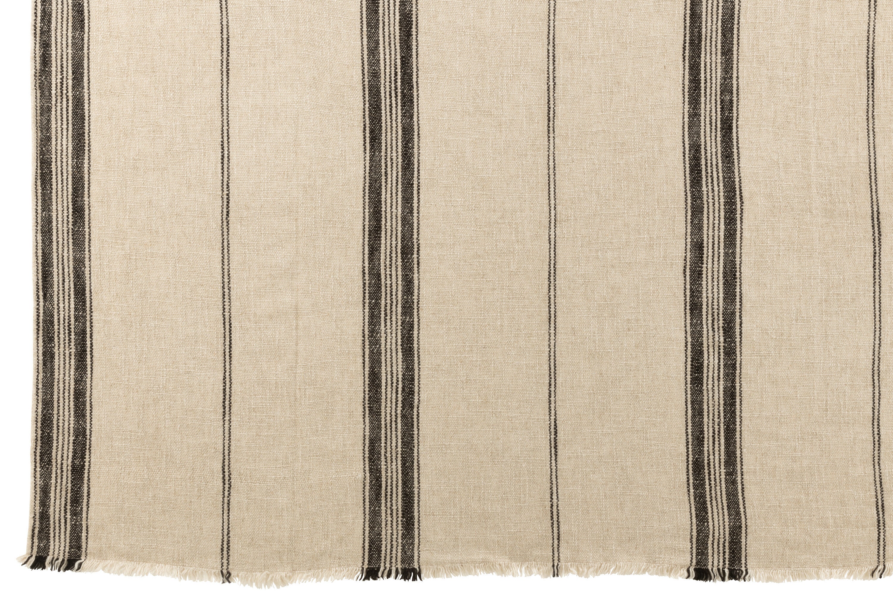Plaid de lino con líneas en tono beige