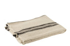 Plaid de lino con líneas en tono beige