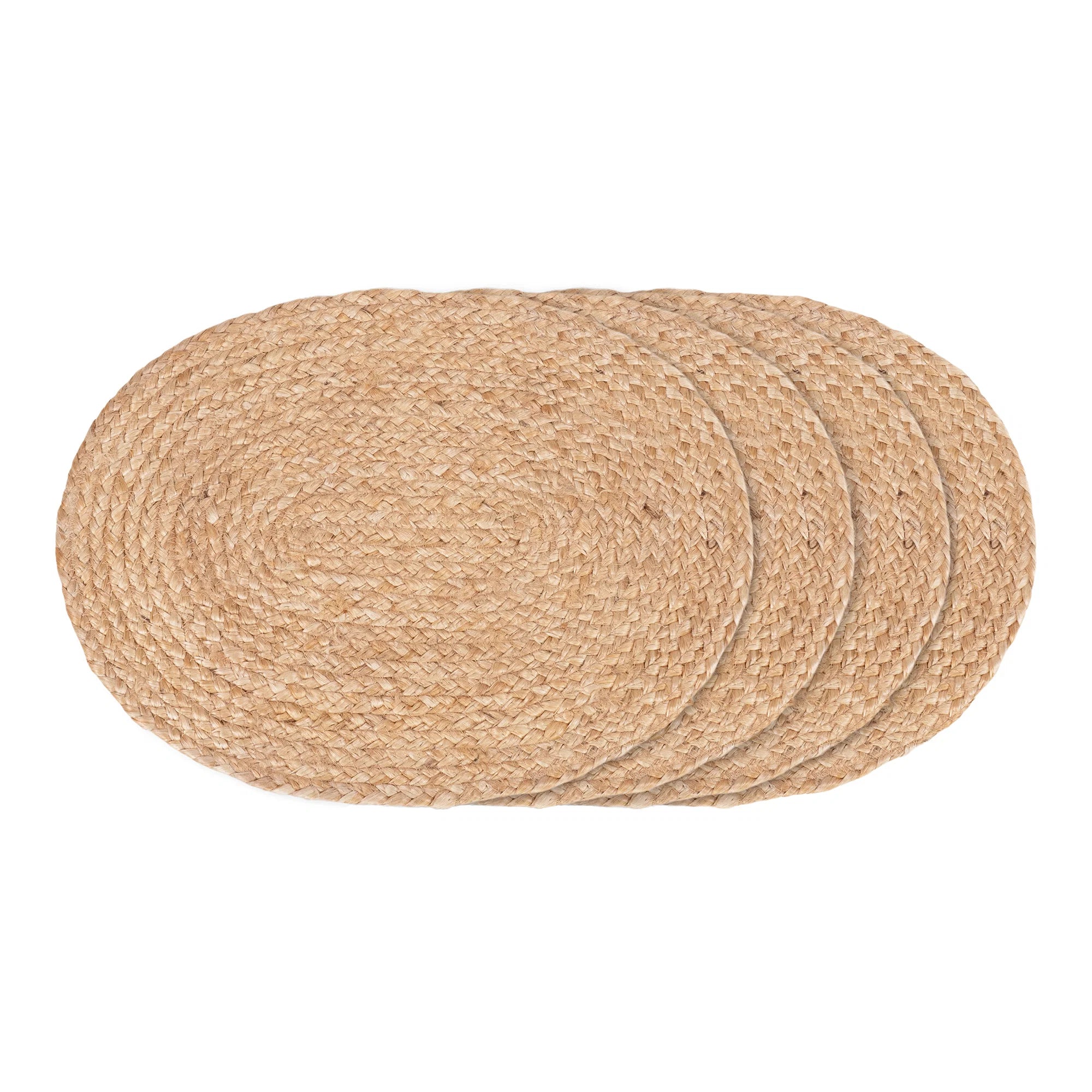 Mantel Individual Ovalado de Yute Trenzado Natural | 35 x 45 cm | Set de 4