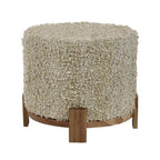 Puf de madera de acacia y algodón