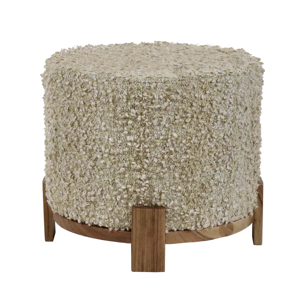 Puf de madera de acacia y algodón