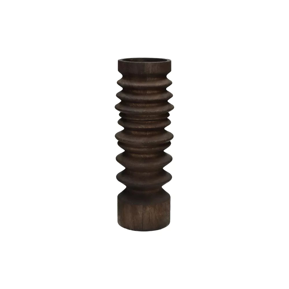 Portavelas decorativo de madera de mango | Ø11 x H32 cm