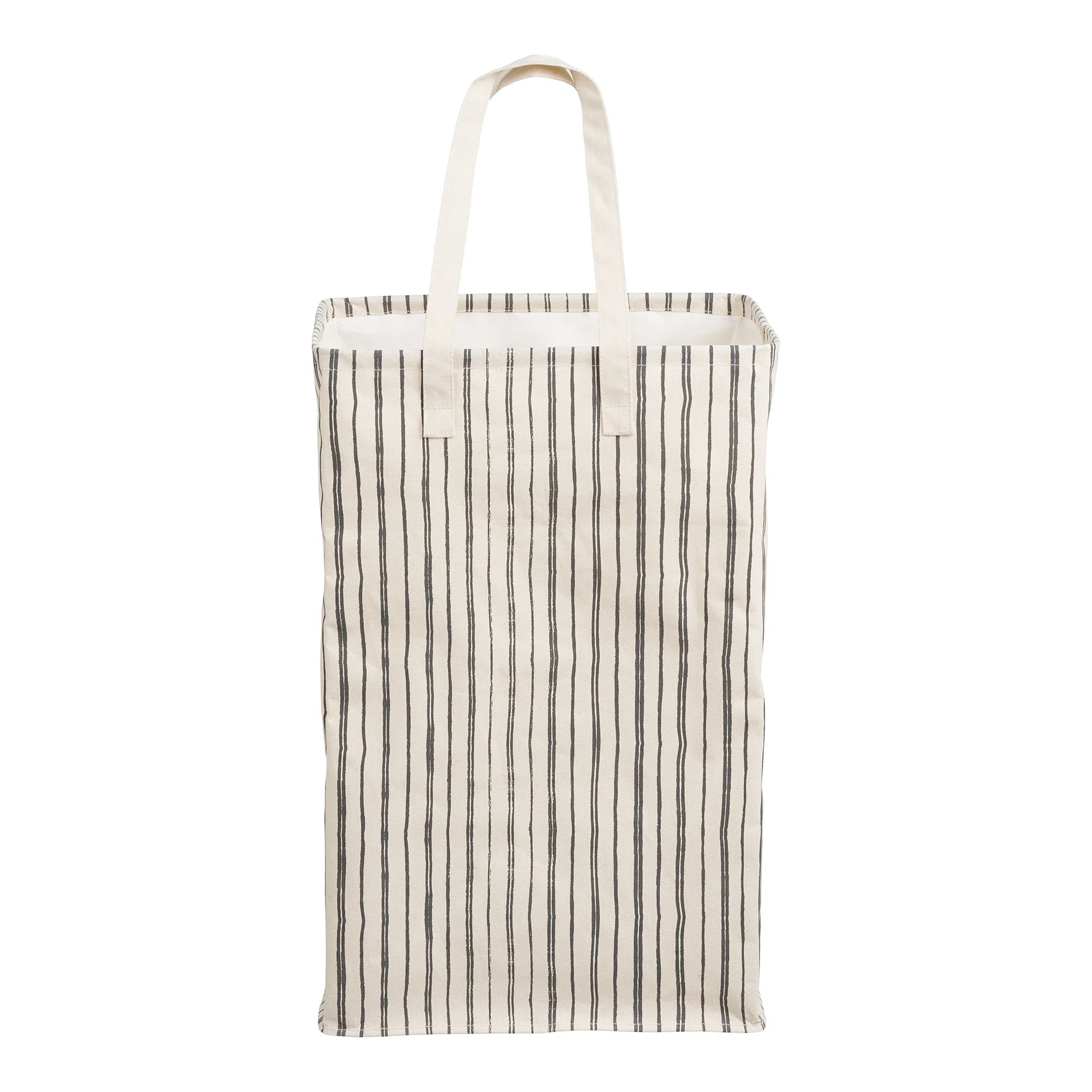 Cesto de ropa textil beige y negro