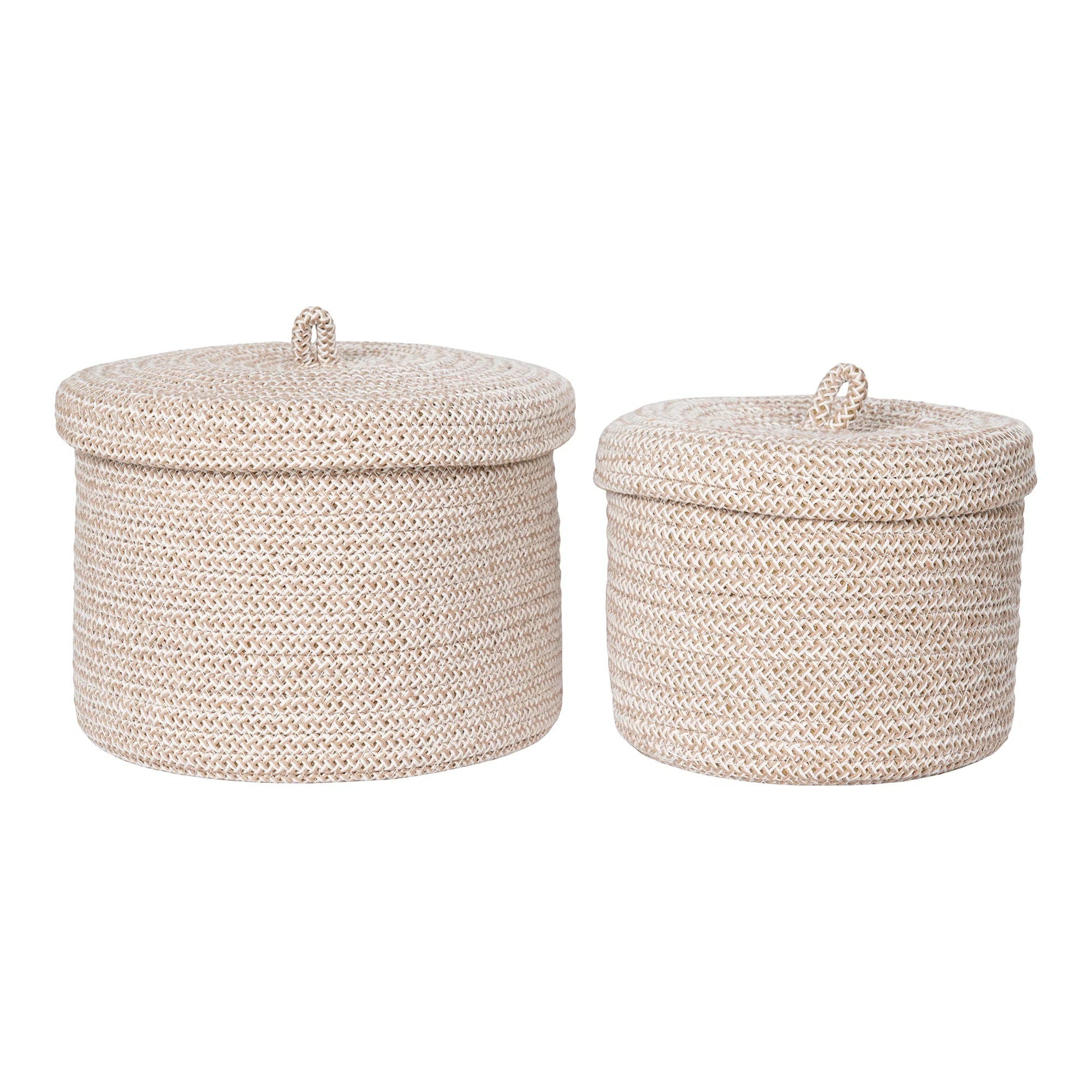 Cestas de Algodón Beige | Set de 2 | Ø22 x 16 cm