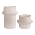 Set de 2 Portavelas de Cemento Blanco