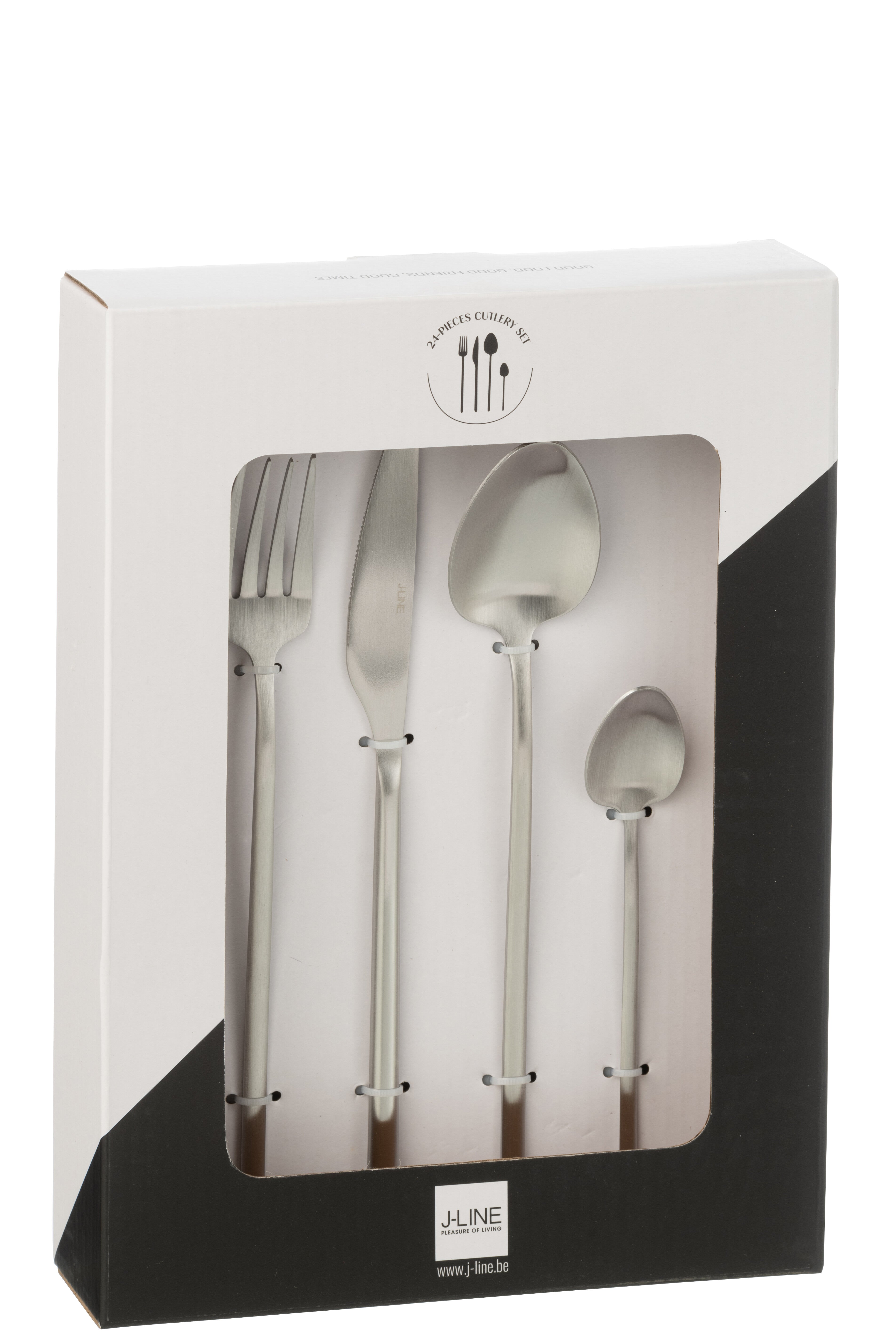 Caja de cubiertos de acero inoxidable mate | 24 piezas