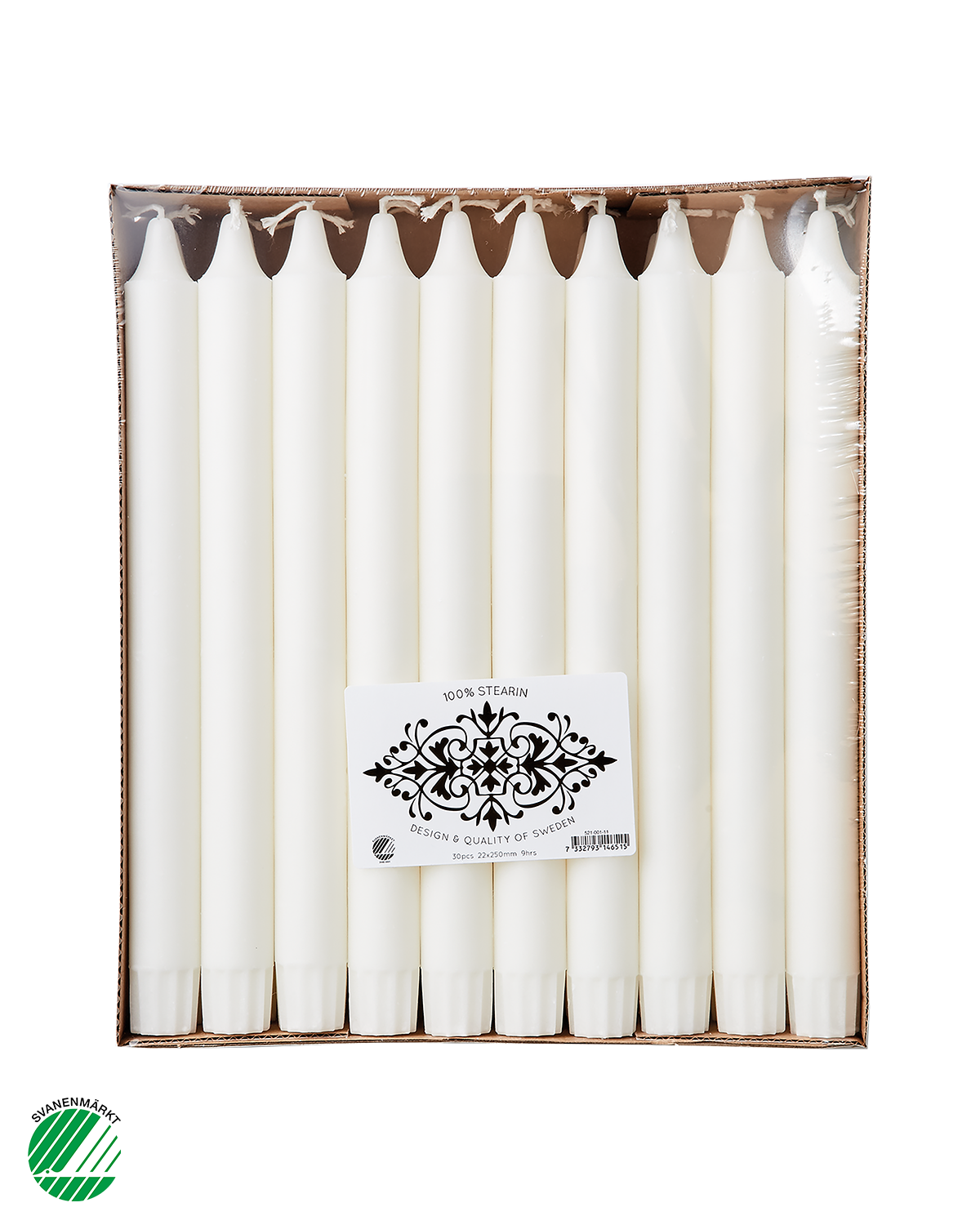 Velas cónicas blancas (pack de 30) | Ø2,2 x 25 cm