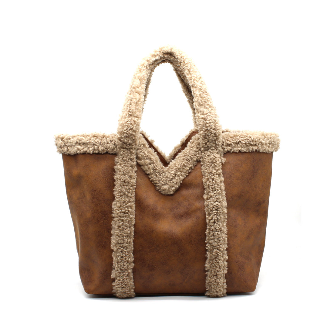 Bolso cabas con asas efecto pelo