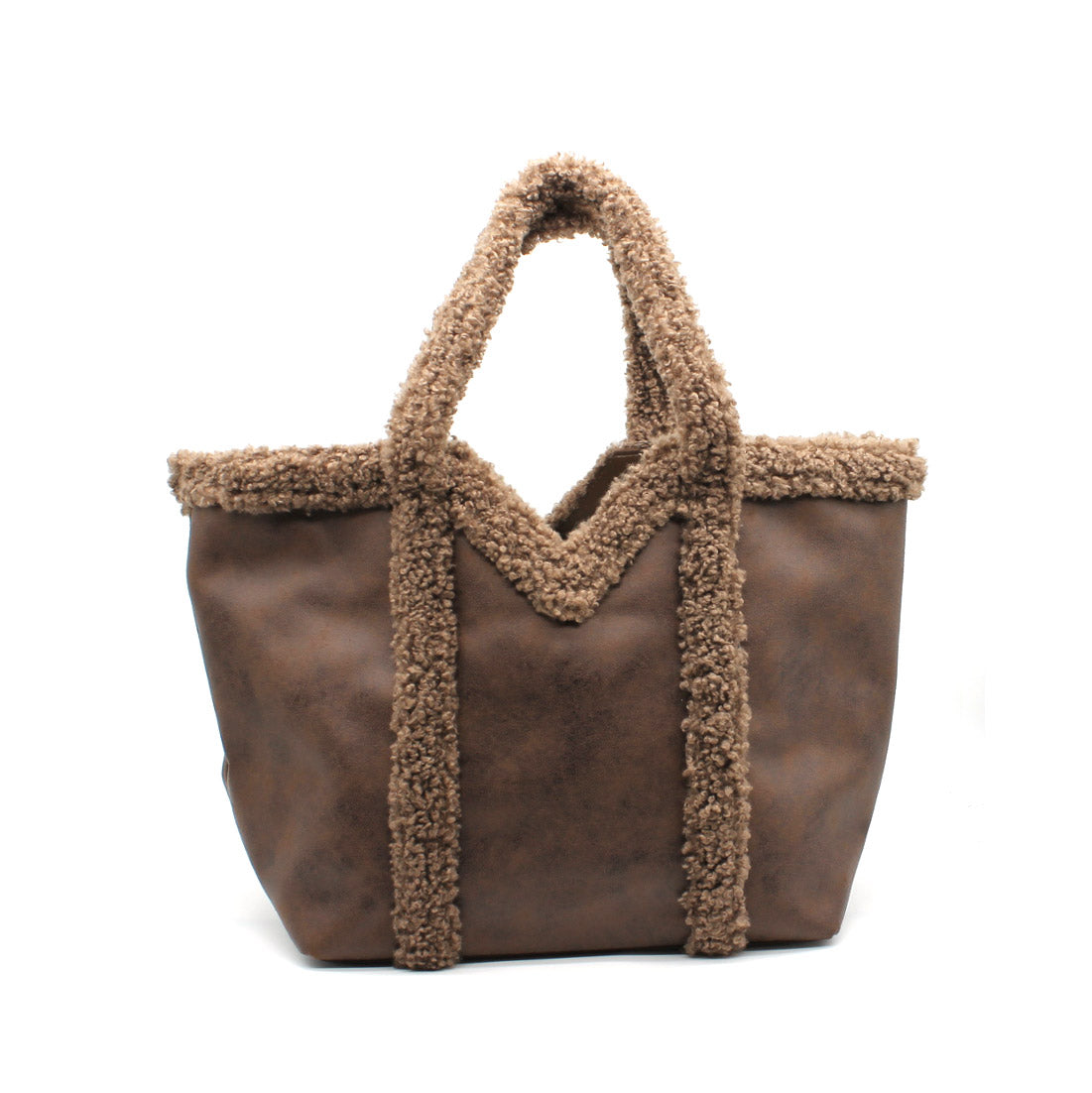 Bolso cabas con asas efecto pelo