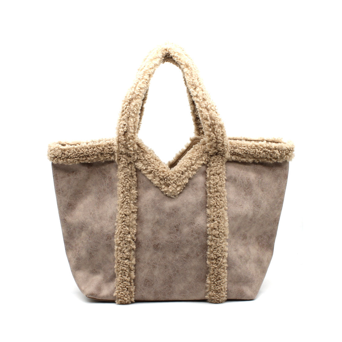 Bolso cabas con asas efecto pelo