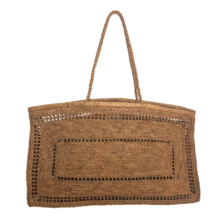 Bolso 3XXL de rafia artesanal en tono lino
