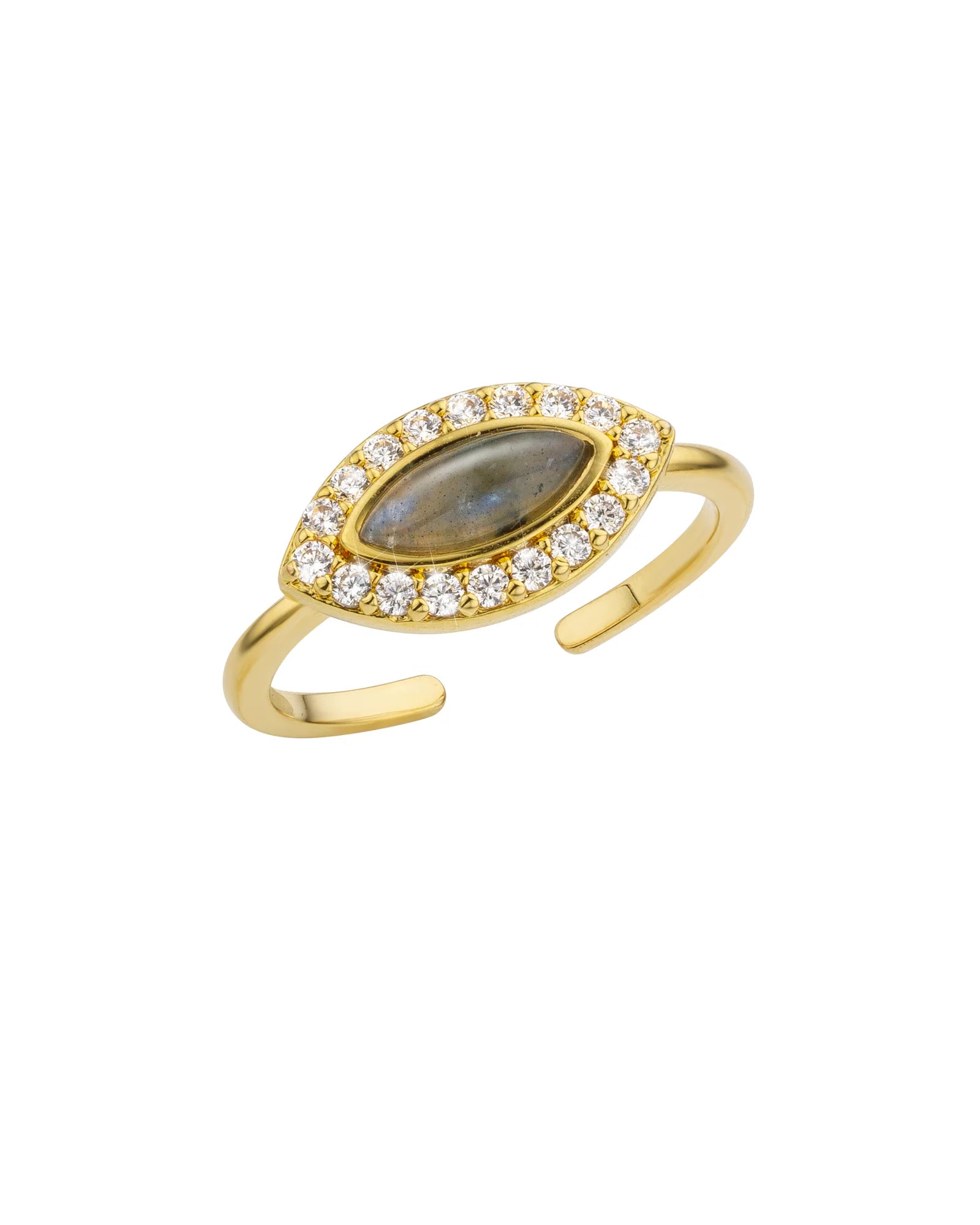 Anillo Essential de labradorita de oro