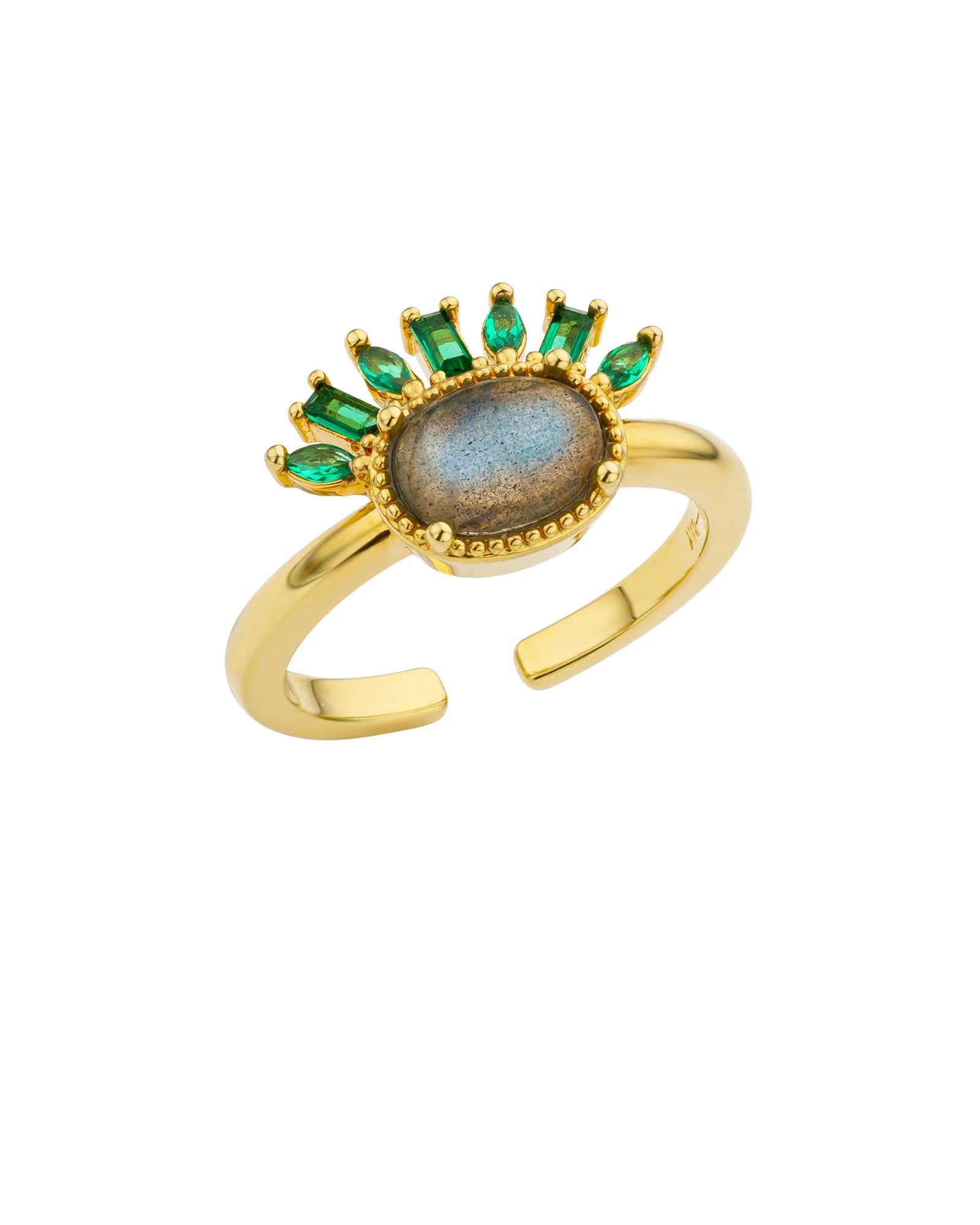 Anillo Lady de labradorita de oro