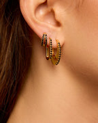 Pendientes Black Stellar en oro laminado