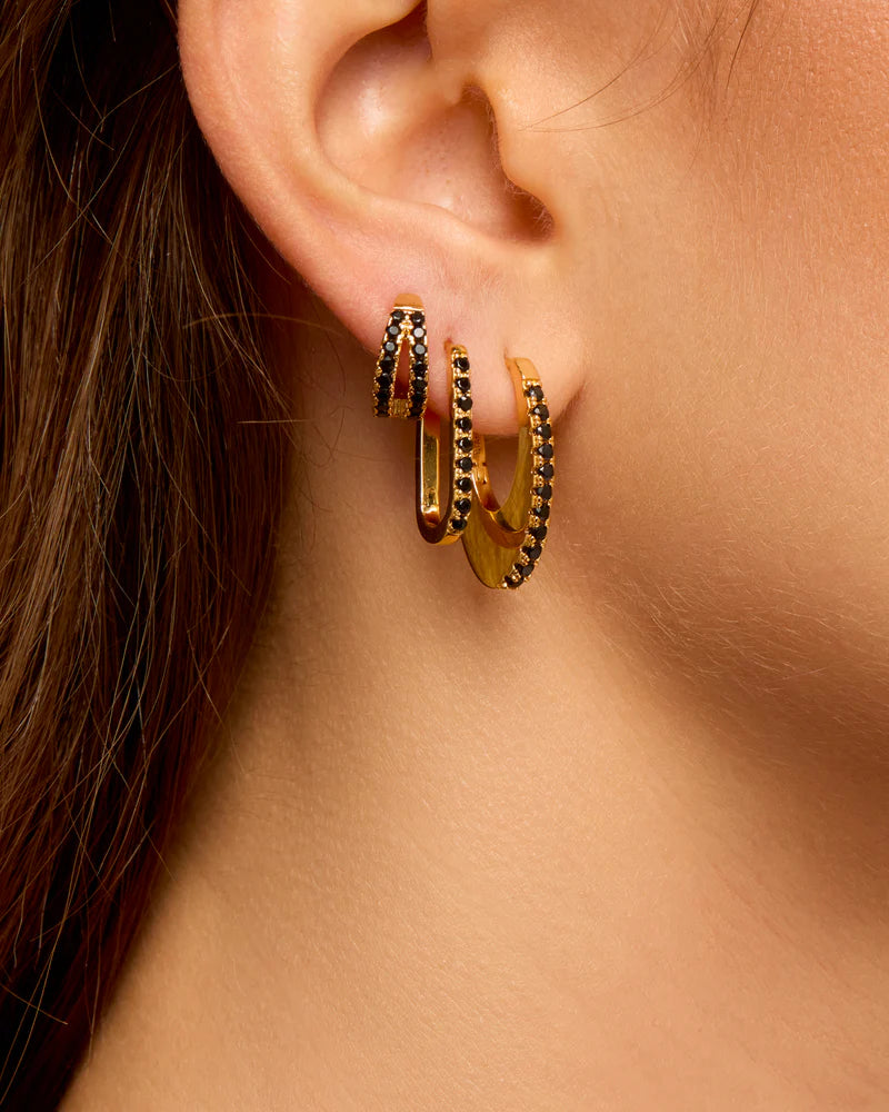 Pendientes Black Stellar en oro laminado