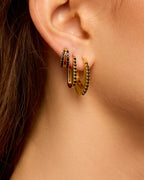 Pendientes Black Shiny Jazzy de oro