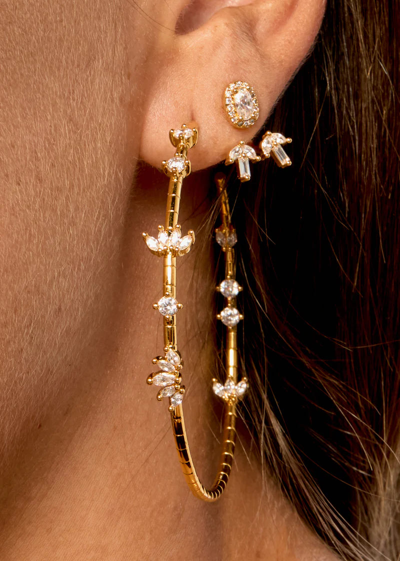 Pendientes Magnolia Hoops en oro laminado