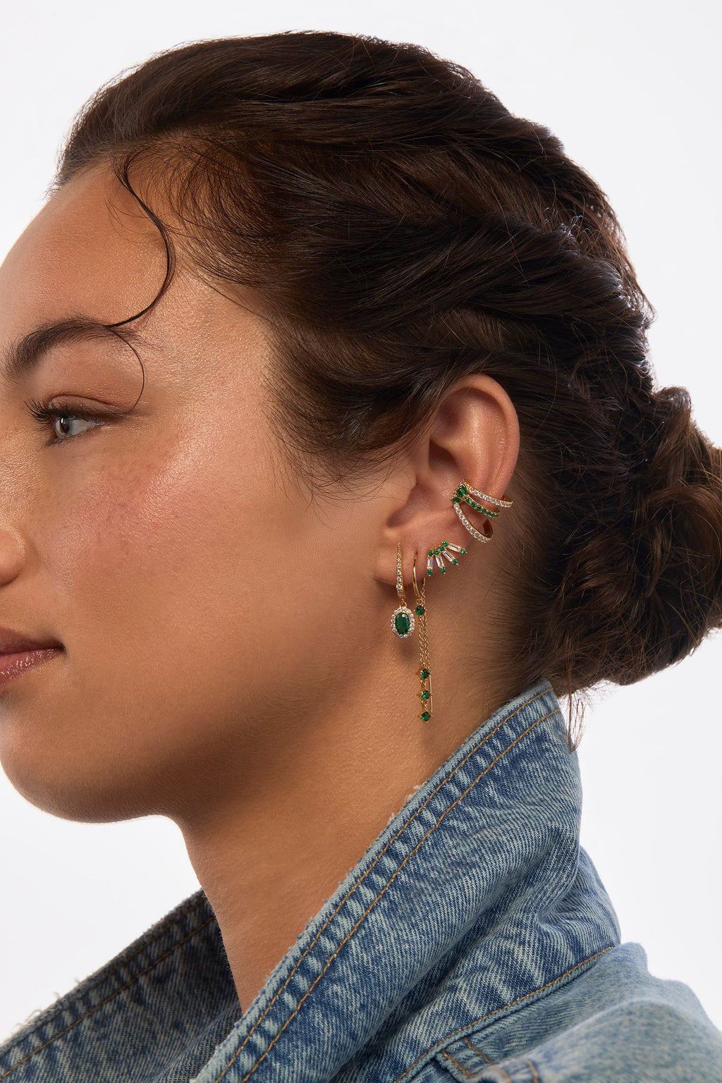 Pendientes Green Dynasty de oro
