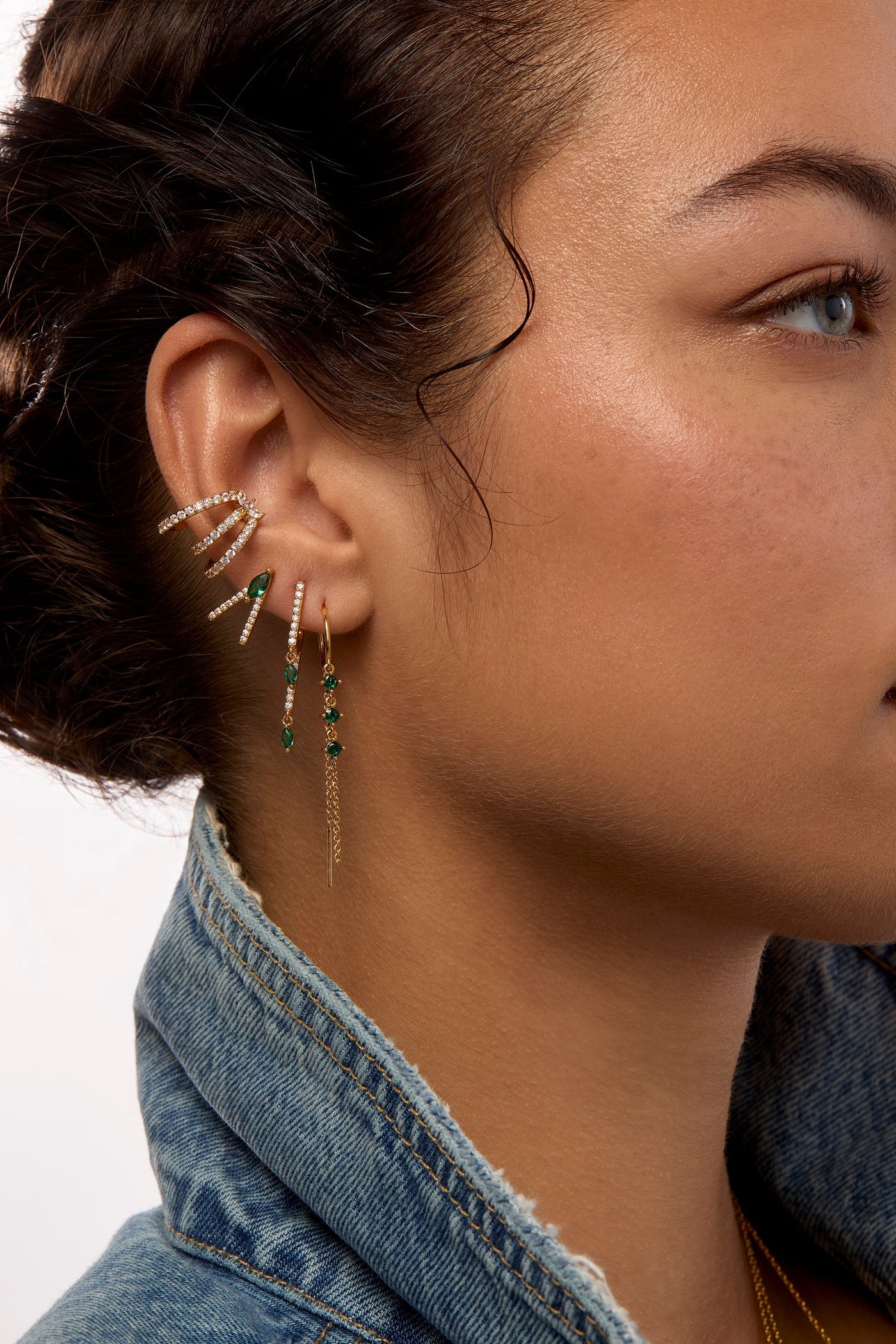 Pendientes Green Rialto de oro
