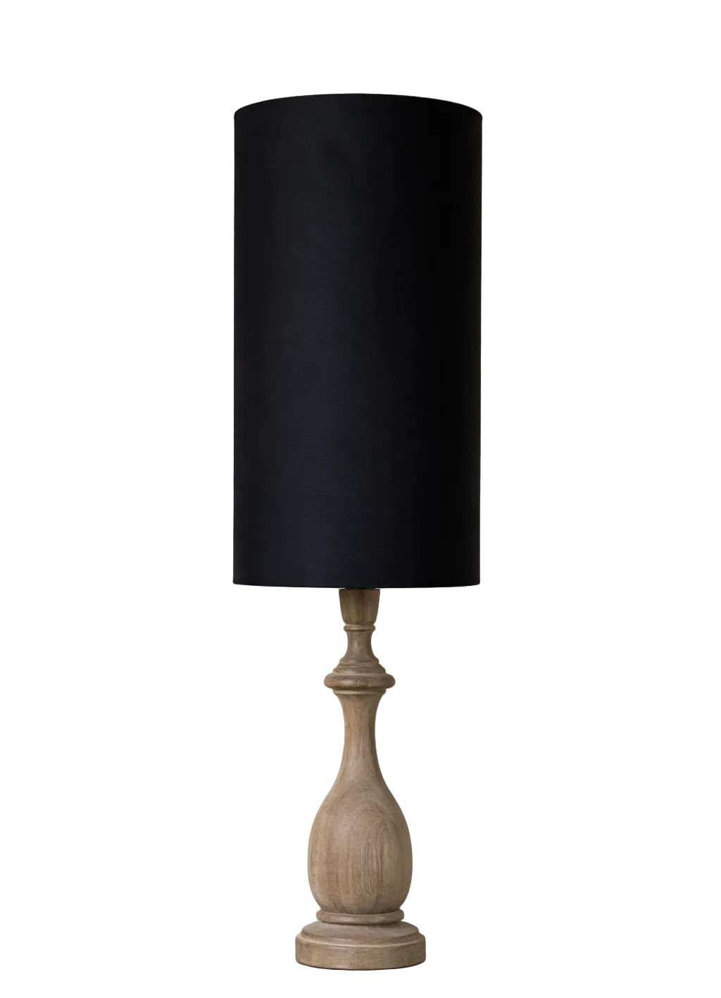 Lámpara de mesa natural con pantalla de terciopelo negro