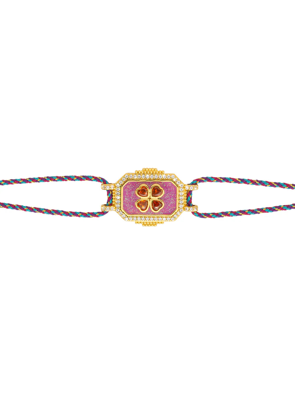 Pulsera Fuchsia Clover Bohème de oro