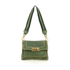 Bolso bandolera "AGNESE" de piel de vacuno teñida en prenda con tachuelas.