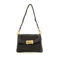 Bolso bandolera "AGNESE" en piel de vacuno tejida teñida en prenda. Color Marrón