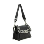 Bolso bandolera "AGNESE" de piel de vacuno teñida en prenda, con costuras y trabillas.  Color: Gris