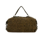 Bolso bowling en piel de vacuno tejida y teñida en prenda