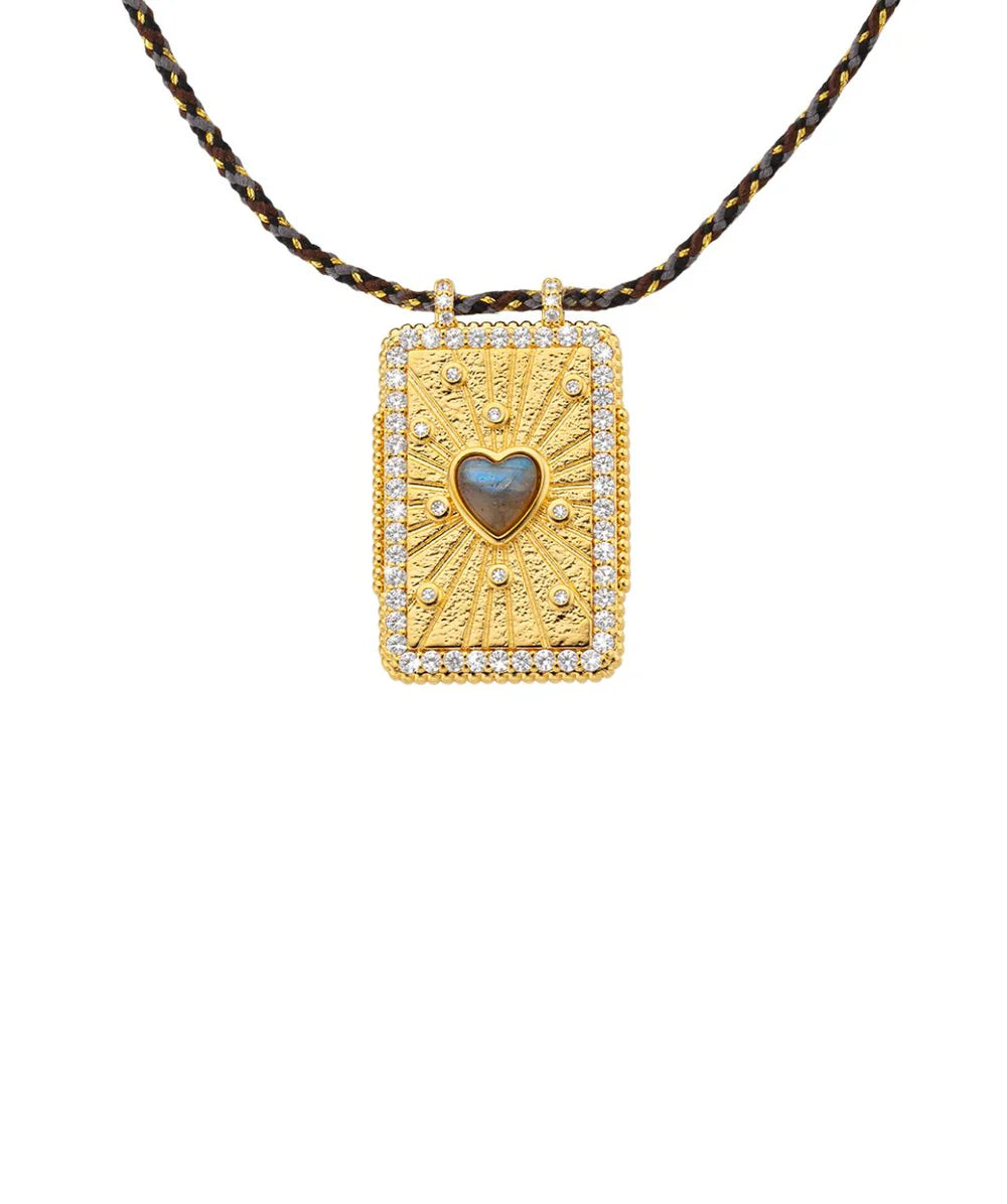 Collar Labradorite Heart Bohème de oro