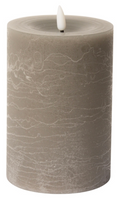 VELA LED CILÍNDRICA, RÚSTICA, COLOR GRIS 15xØ10cm