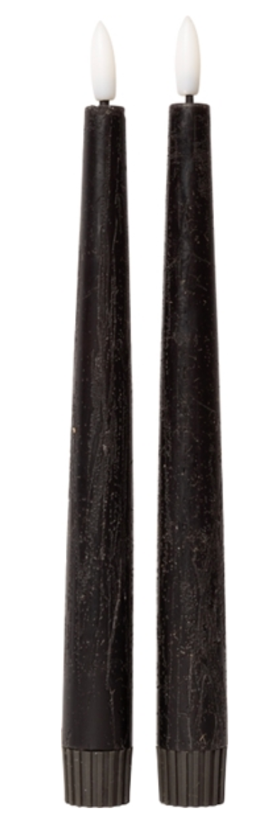 VELA LED CÓNICA, RÚSTICA, COLOR NEGRO 22xØ2,2cm