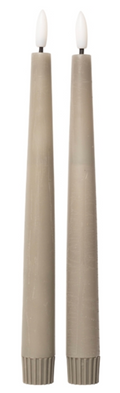 VELA LED CÓNICA, RÚSTICA, COLOR GRIS 22xØ2,2cm