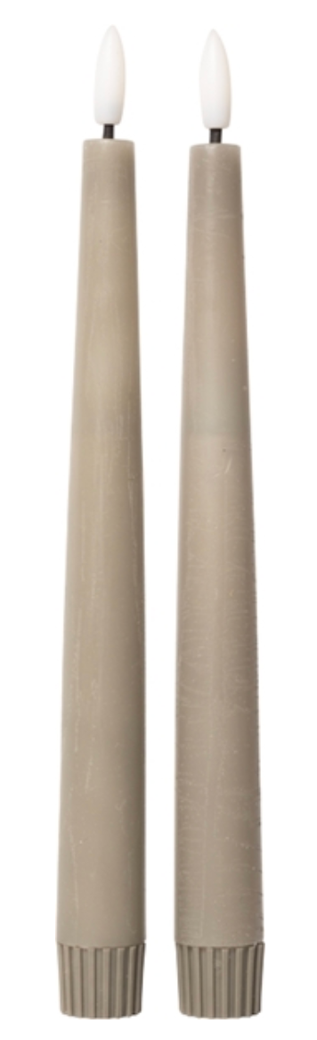 VELA LED CÓNICA, RÚSTICA, COLOR GRIS 22xØ2,2cm