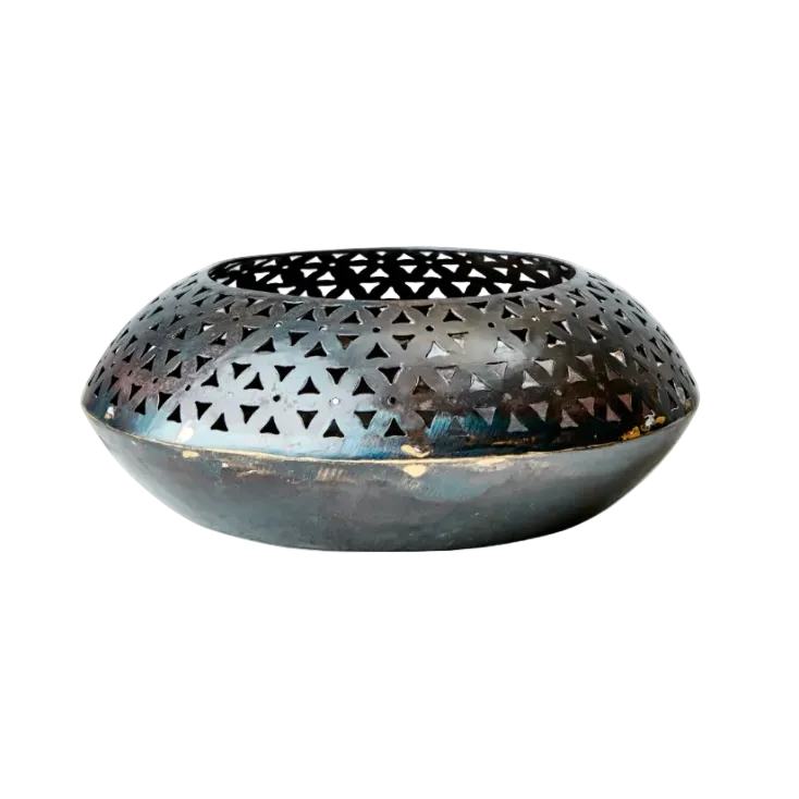 Portavelas negro | Ø22 x 9 cm