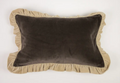 FUNDA DE COJÍN DE TERCIOPELO TAUPE OSCURO Y BLANCO ROTO 30 x 50 cm