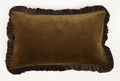 FUNDA DE COJÍN DE TERCIOPELO OLIVA Y CAFÉ 30 x 50 cm