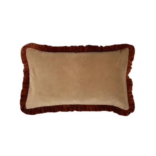 FUNDA DE COJÍN DE TERCIOPELO BEIGE Y ÓXIDO 30 x 50 cm