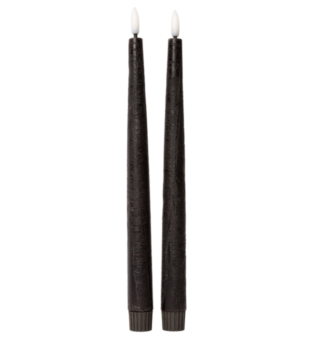 VELA LED CÓNICA, RÚSTICA, COLOR NEGRO 25,5xØ2,2 cm