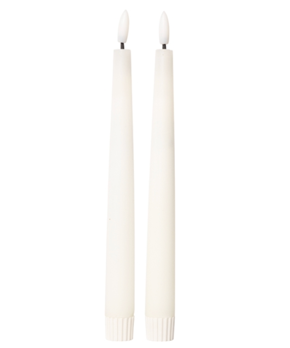 VELA LED CÓNICA, RÚSTICA, COLOR BLANCO 22xØ2,2cm