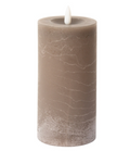 VELA LED CILÍNDRICA, RÚSTICA, COLOR LATTE 15xØ7,5cm