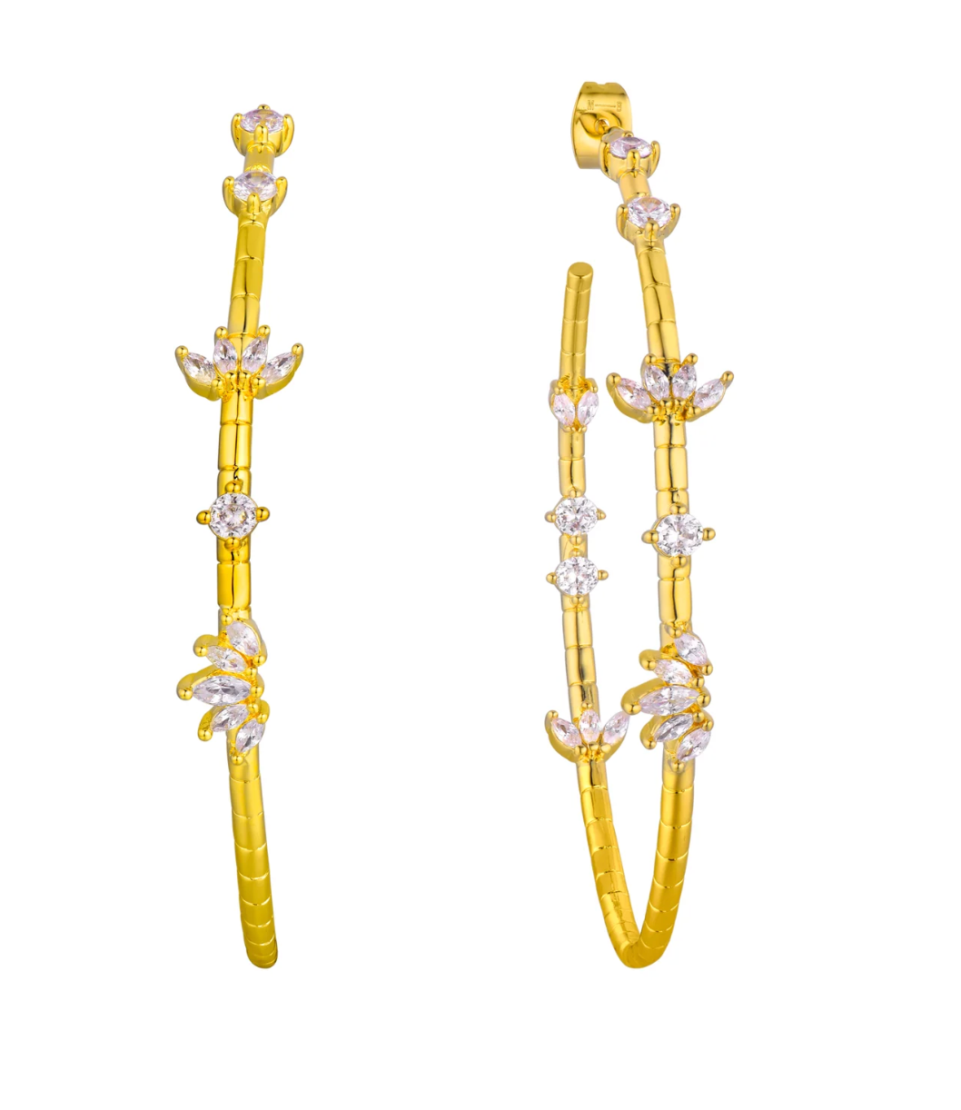 Pendientes Magnolia Hoops en oro laminado