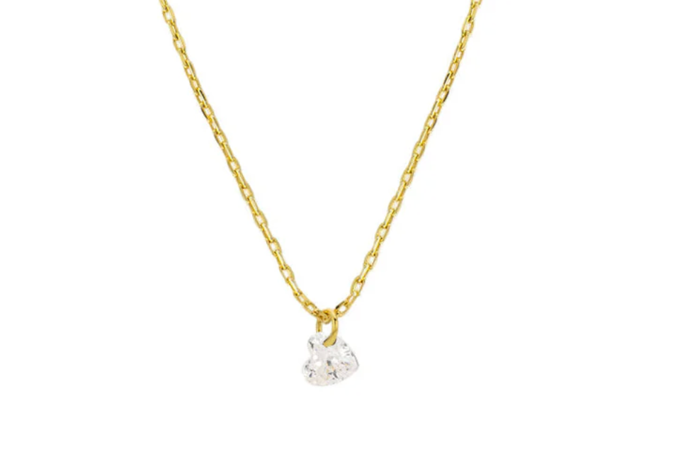 Collar White Crystal Heart en oro laminado