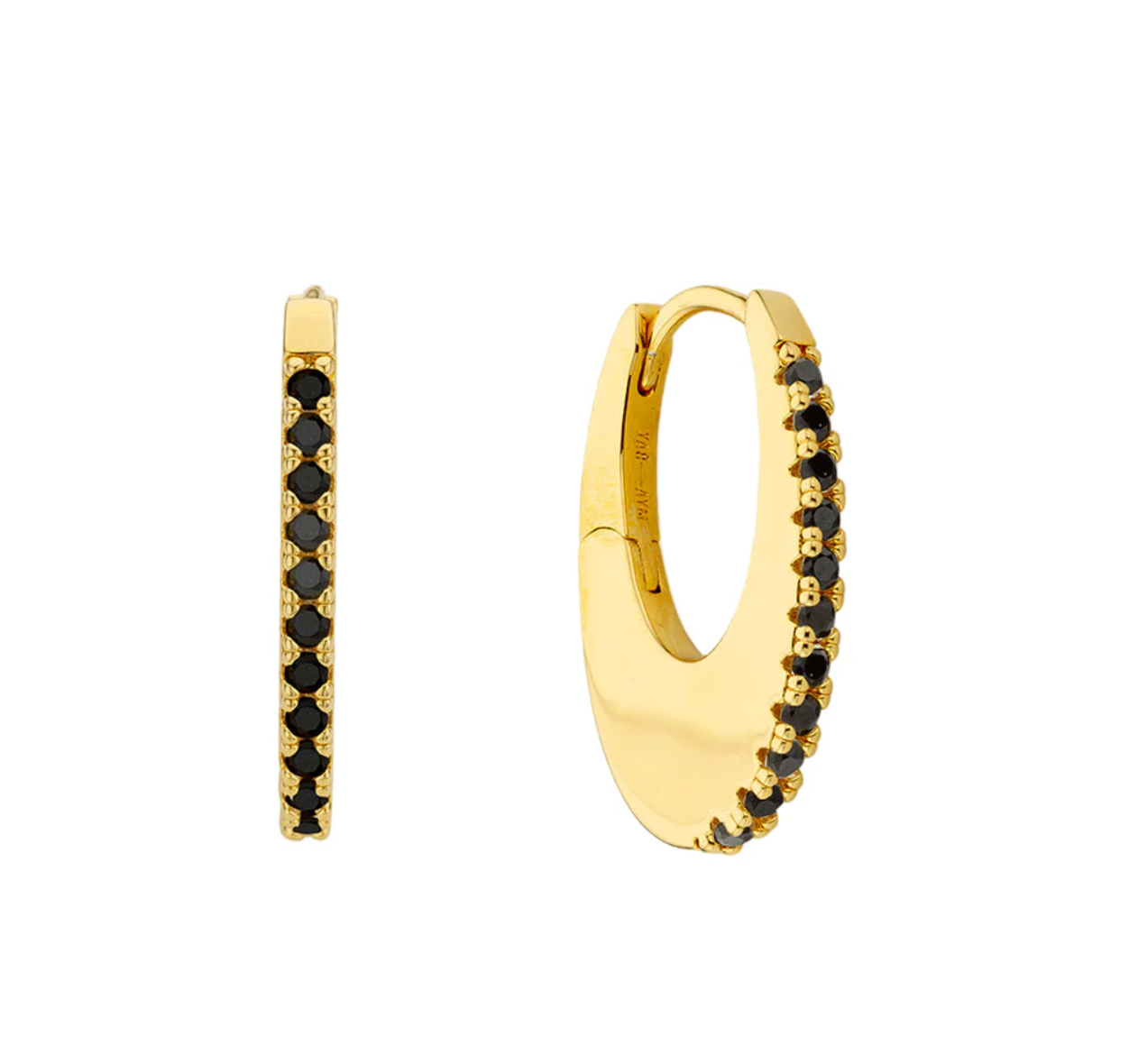 Pendientes Black Stellar en oro laminado